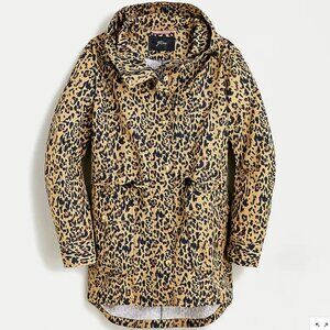 J.Crew Perfect Rain Jacket Leopard Print Size Small Style AI243 Water Resistant